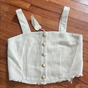 NWT Mystree Cream Textured Top with Gold Accents